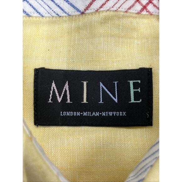 Mine 100% Linen Yellow Collared Long Sleeve Button Up Shirt Men's Sz XL Coastal - Picture 4 of 11